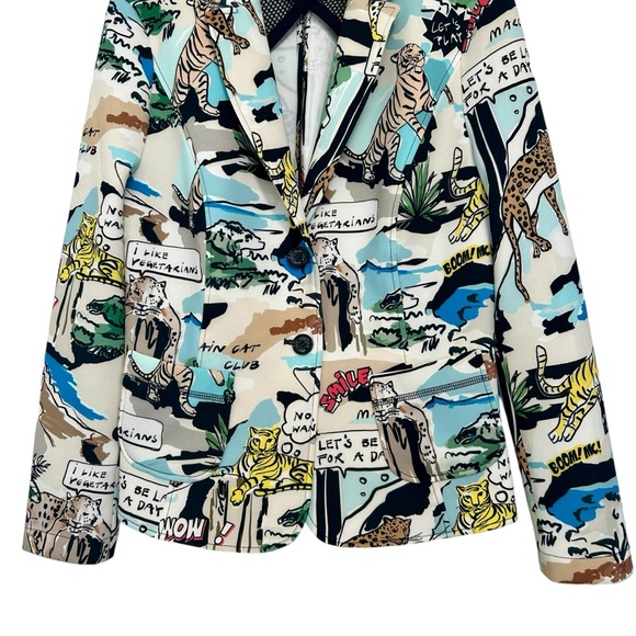 Marc Cain Cartoon Print Blazer Sz 8 Deep Sea - Picture 4 of 16